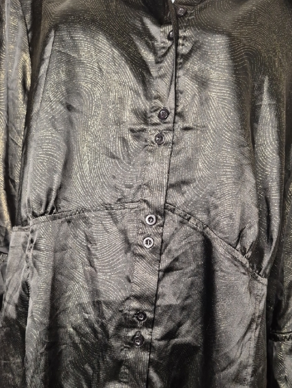 97% Polyester Button-Front Blouse in Black - Picture 4 of 13